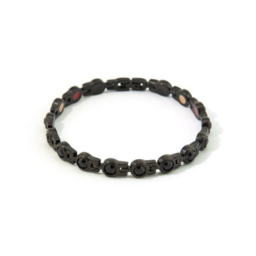 Nocturne - Negative Ion Bracelet, Polished Black Stainless Steel Black Crystals